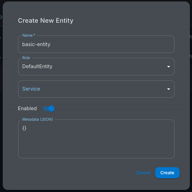 Entity Creation UI