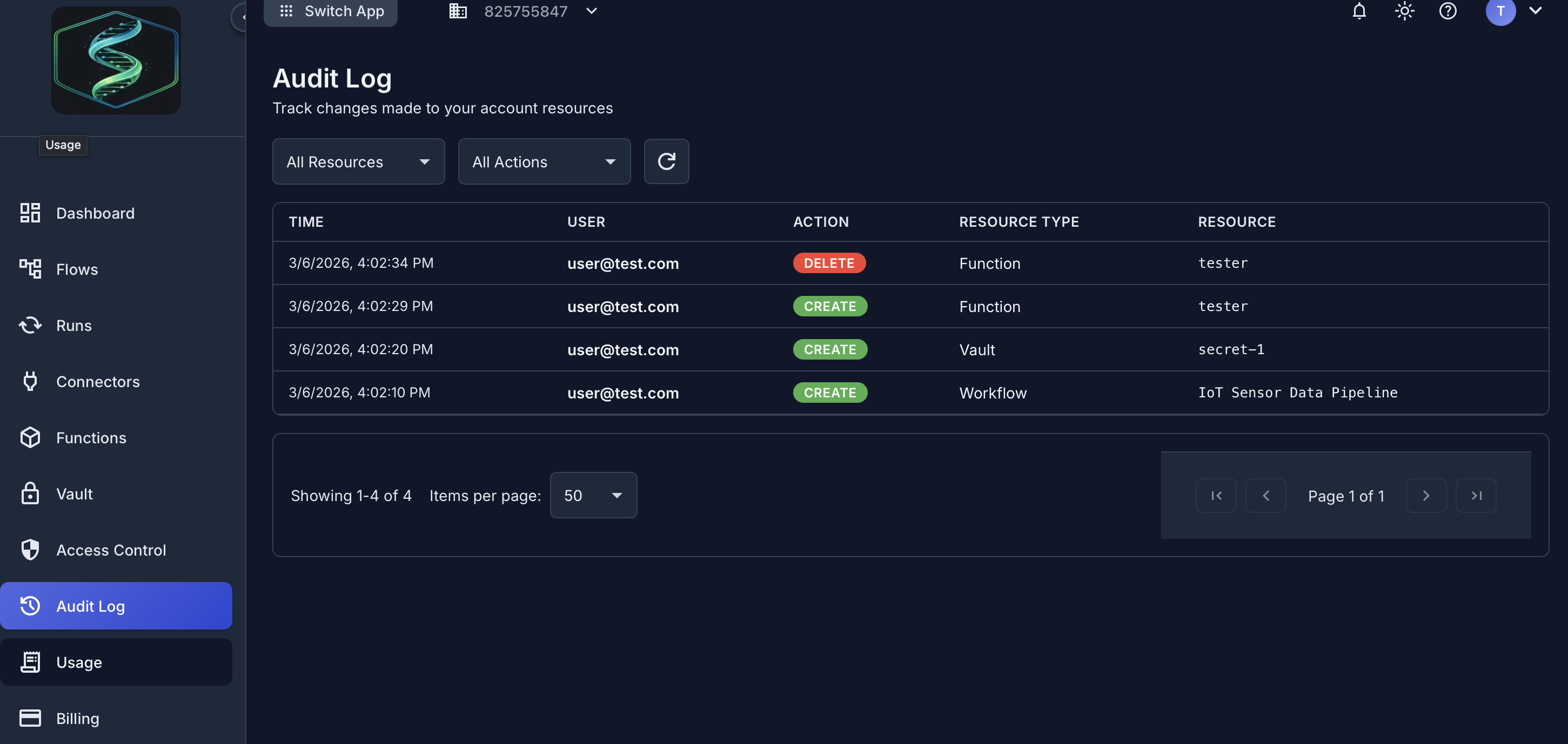 Strand audit log