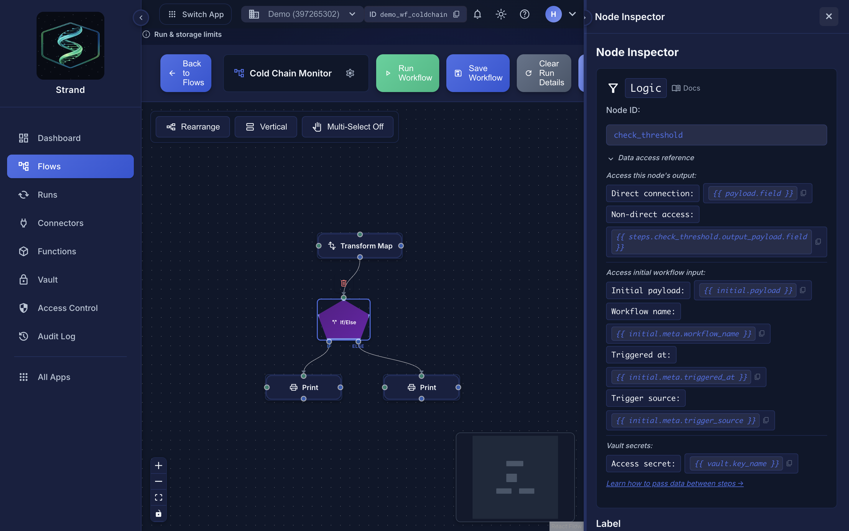 Strand workflow editor detail