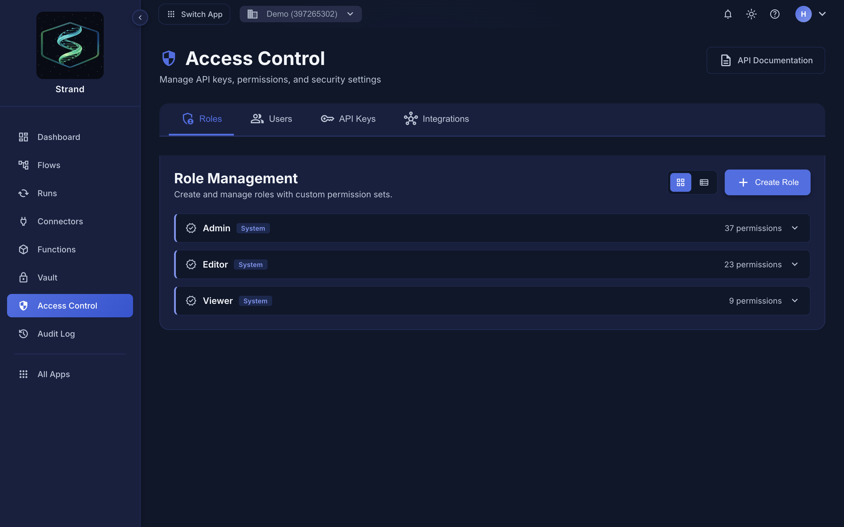 Strand role-based access control